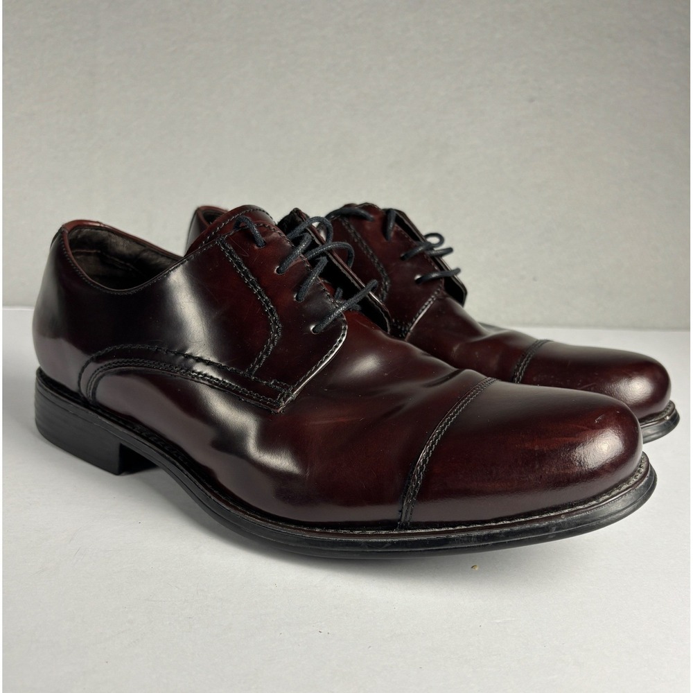 Johnston & Murphy Atchison Cap Toe Derby Dress Shoes 9.5M Burgundy Leather Mens